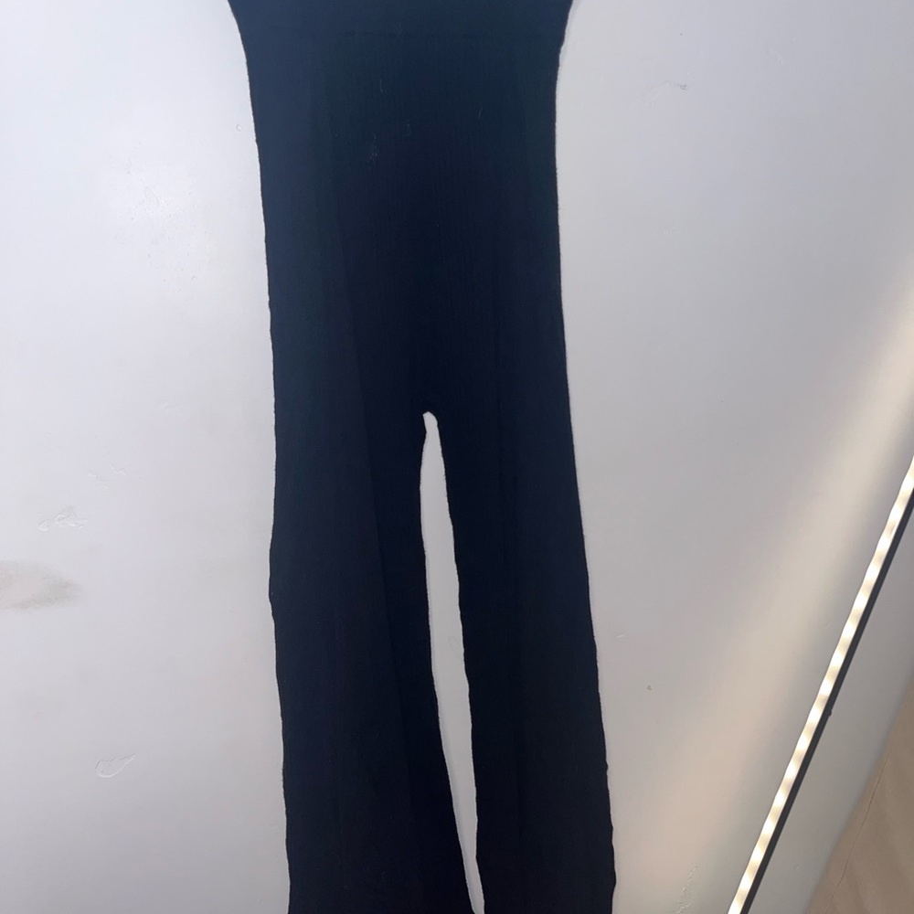 Black Ribbed Knit Pants